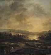 Aert van der Neer Hilly landscape at sunset. oil painting reproduction